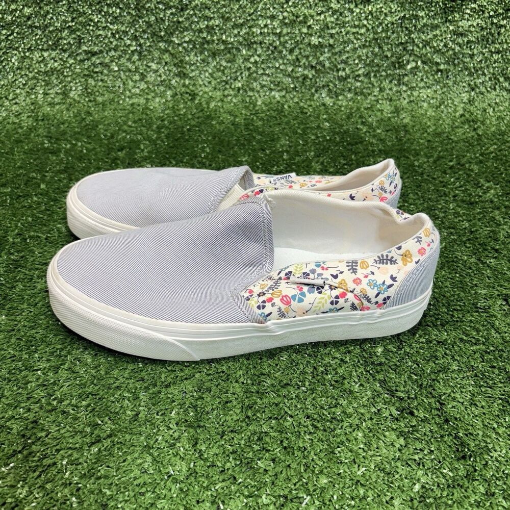 Vans Asher Floral Stripe Slip On Skate Casual Sneakers Shoes Women's Size 7